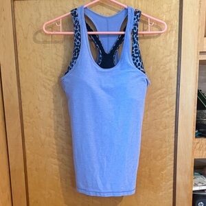 Lululemon Athletica Blue Leopard Strap Tank Top